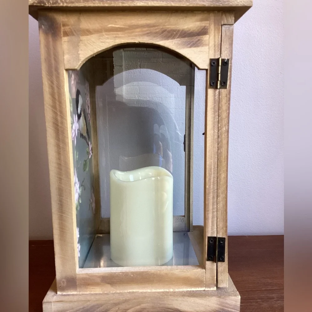 Wooden Lantern with glass panels & door